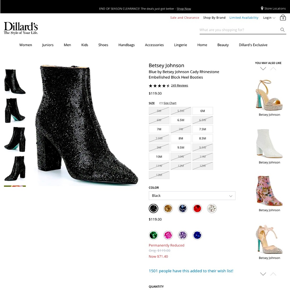 Brand New never won Betsey Johnson caddy ankle boots.  Size 7 1/2